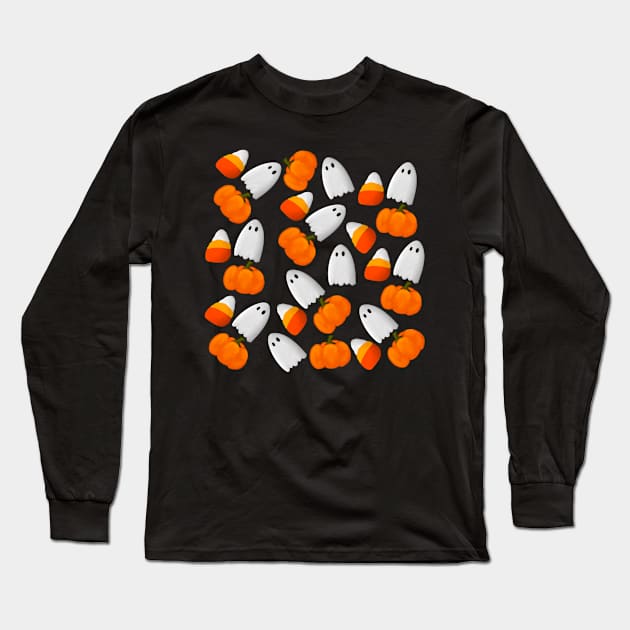 Halloween Spoopy Ghosts Long Sleeve T-Shirt by RebelliousArts